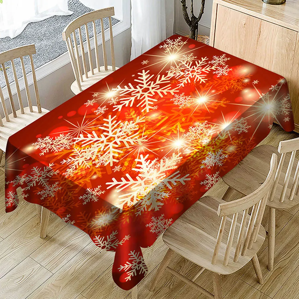

New Arrive Christmas Tablecloth Print Rectangle Festival Table Cover Holiday Party Home Decor Xmas Ornament Rectangle Desk Cover