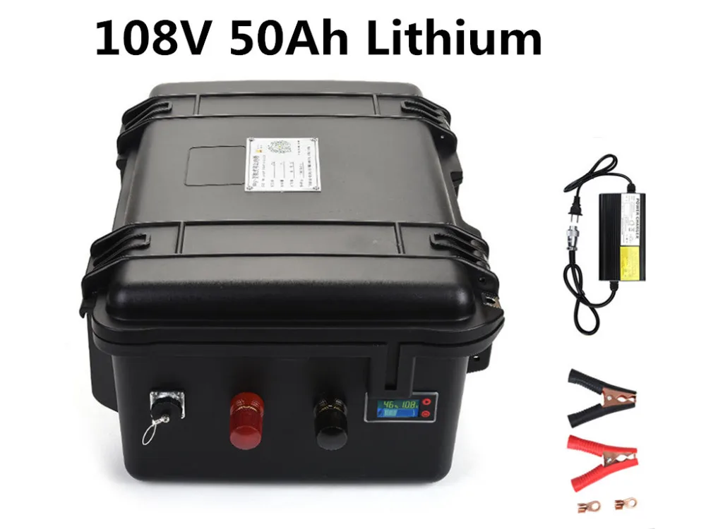 

108V 50Ah Lithium li ion battery pack with Capacity display and BMS for energy storage UPS EV motorcycle+126V 5A charger
