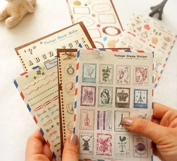 6sheet retro rural broken beautiful stationery notebook diary sealing stickers 6sheet retro rural broken beautiful stationery notebook diary sealing stickers