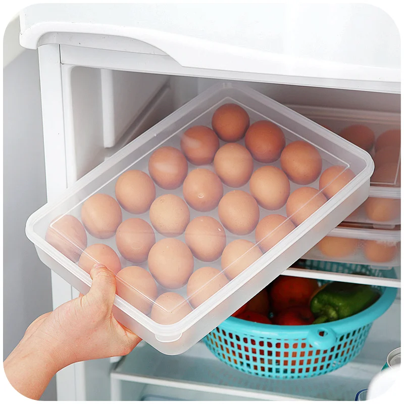 

Large capacity egg boxes storage box plastic transparent storage box refrigerator egg box with lid