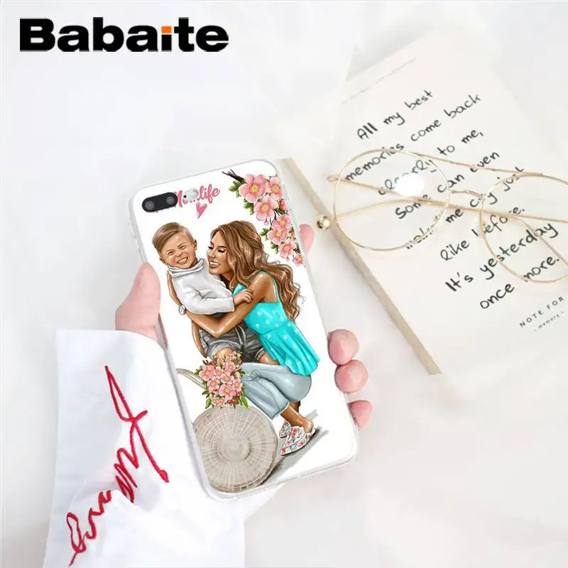Babaite Модный черный чехол для телефона из ТПУ для мамы и дочки iPhone X XS MAX 6 6s 7 7plus 8 8Plus 5 5S SE XR 11 11pro 11promax