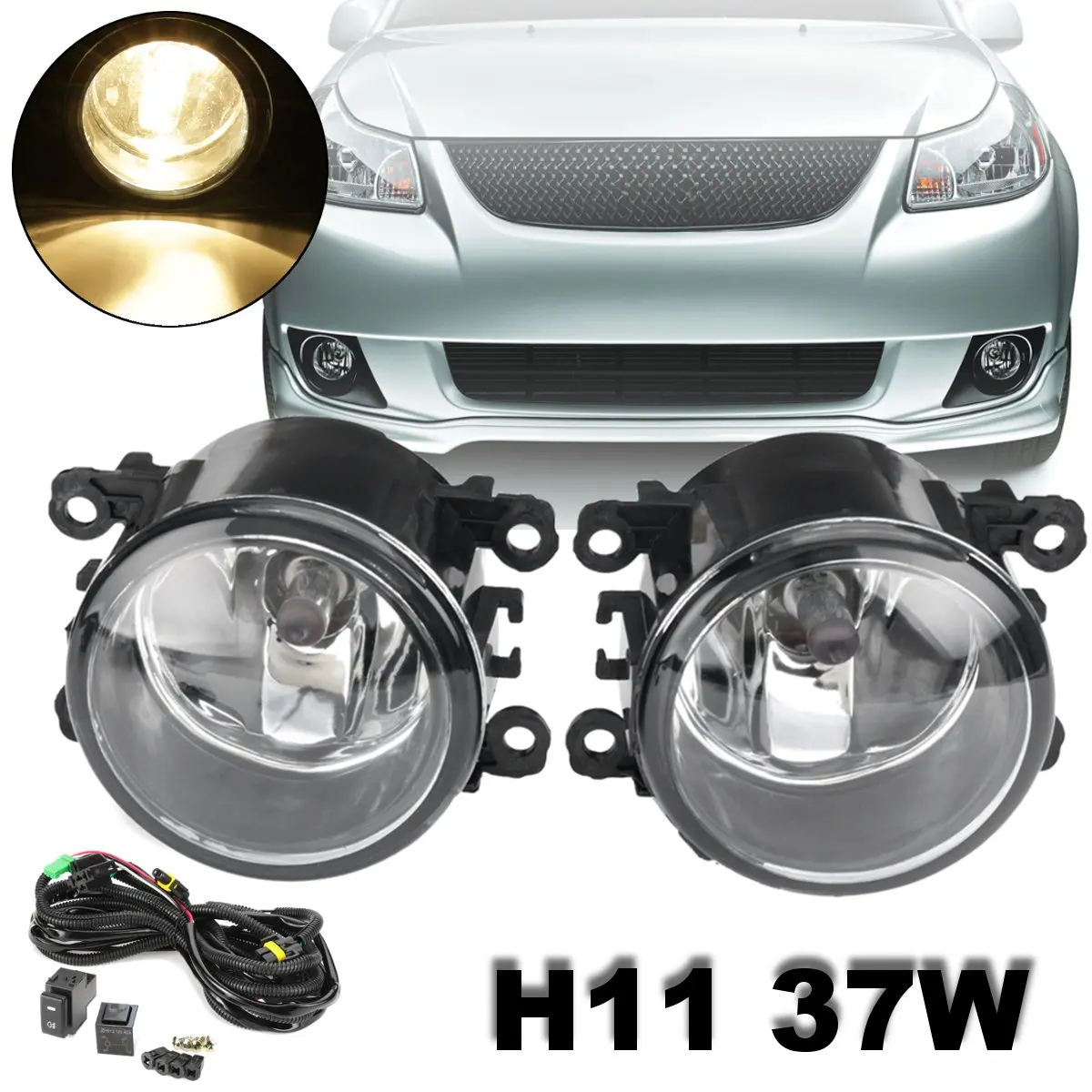 

Pair Front Fog Lights w/ Wiring H11 Bulbs For Suzuki SX4 Grand Vitara 2006 2007 2008 2009 2010 2011 2012