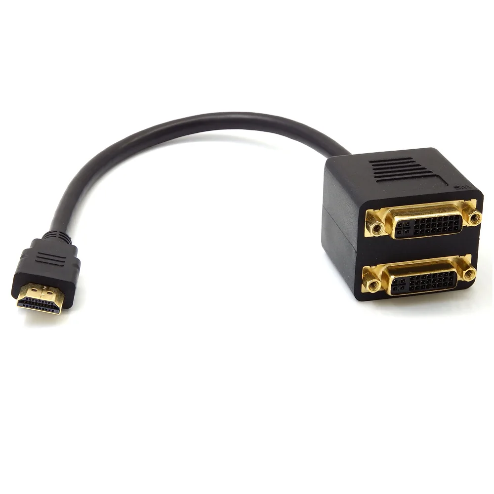 Кабель переходник с HDMI на 2 двойных DVI 30 см кабель штырь телефон (24 + 5) гнездо x