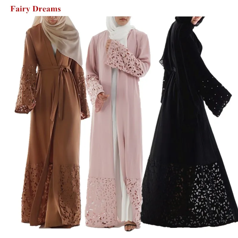 Женское мусульманское платье с открытой передней частью Abaya в Дубае хиджаб