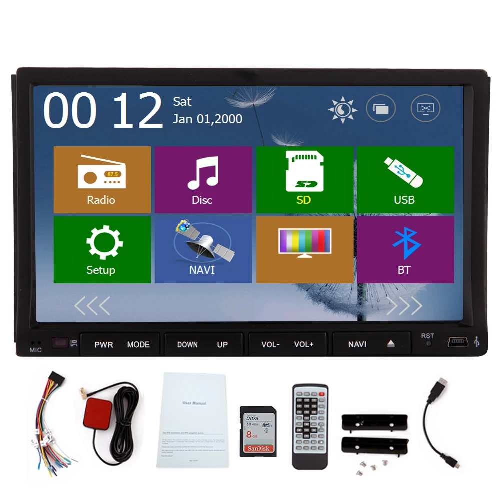 

Double Din FM AM Car PC Radio GPS Navigator 3D Map CD DVD Player Bluetooth 7" HD Digital Touchscreen Stereo GPS DVD MP5 Player