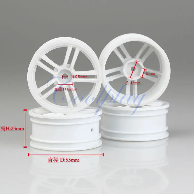 Free shipping 4pcs White Plastic Wheel Hub caps for 110 1/10 RC On