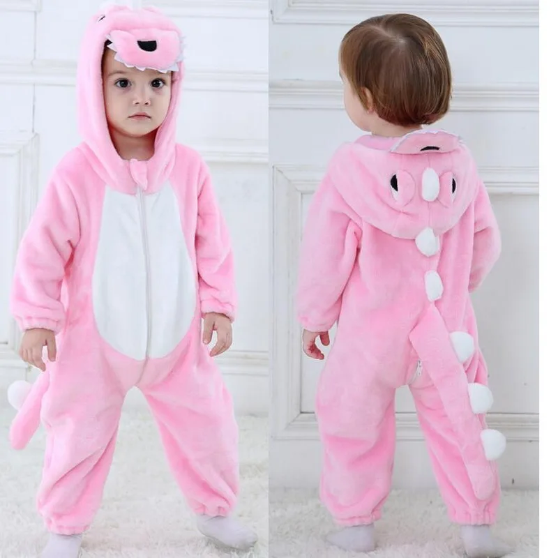 2018 Infant Cosplay Dinosaur Romper Baby Boys Girls Jumpsuit New born Clothing Hooded Toddler Clothes Cute Romper Baby Costumes