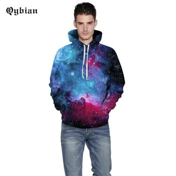 

Qybian Vintage popular Space Galaxy purple Prints 3D Hoodies Pullovers Male Female Harajuku Hoodie Sportswear Pocket Hooded