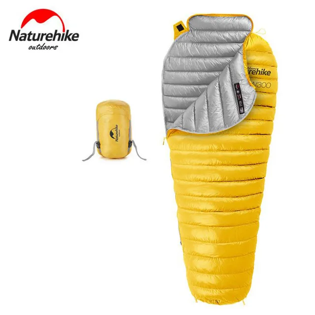Naturehike сверхлегкий CW300 холодной погоды использовать Открытый выживания компрессионный гусиный пух тепловой Мумия зимний спальный мешок 200*80 см - Цвет: Yellow