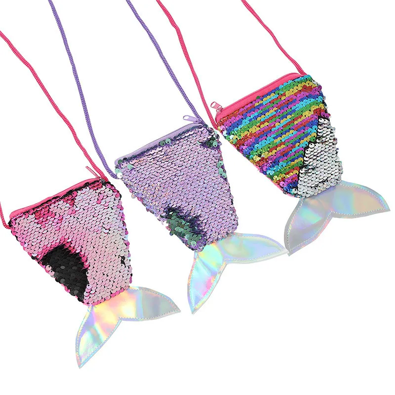 

Sequins Bag Coin Purse For Girls Mermaid Tail Women Coin Purse Earphone Kids Zipper Purse Bag Pocket Change Wallet Card Holder