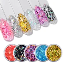 12 цветов ногтей Блеск полоски Ломтики для акриловых ногтей УФ гелевое Украшение Инструменты