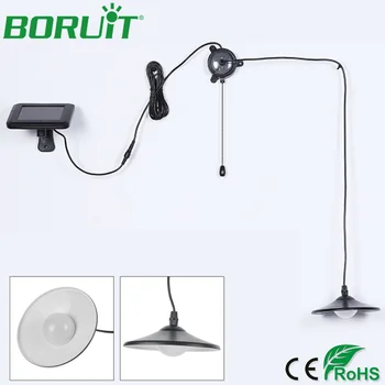 

BORUiT Solar Lamp Retro Pull Rope Switch Indoor Kitchen Pendant Light Remote Control Hanging Garden Lamps Energy Saving