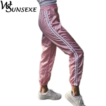 

2017 Top Fashion Side Striped Pants Women 10 Color Casual Elastic High Waist Sweatpants Sportswear Trousers Loose Pantalon Femme