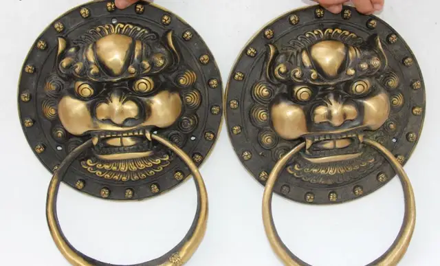 Free Shipping 12 China Bronze Foo Fu Dog Guardion Lion Lions Door Free Shipping 12 China Bronze Foo Fu Dog Guardion Lion Lions Door Knocker Knockers Pair