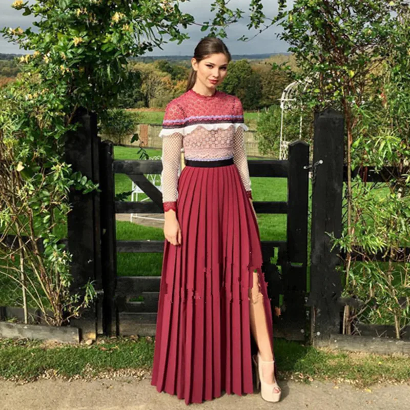 self portrait red maxi dress