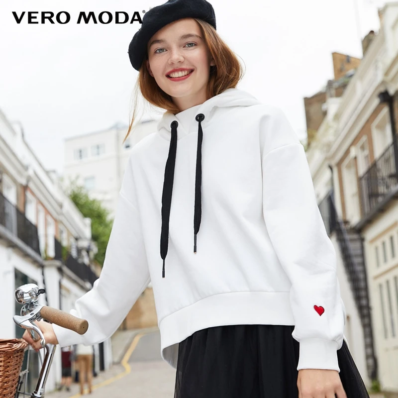 

Vero Moda 2019 New Women's Hooded Leisure Drop-shoulder Drawstring Embroidered Loose Fit Hoodie | 318333525