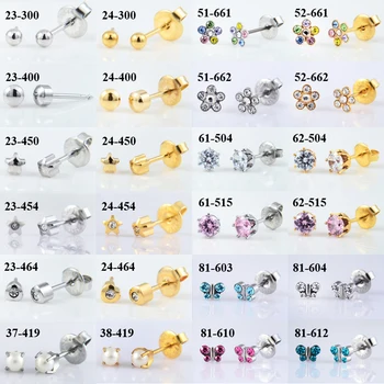 

Showlove-12 Pair Surgical Steel Flower Butterfly Full Moon Sterile Ear Studs Tragus Cartilage Earring Piercing Body Jewelry 20G
