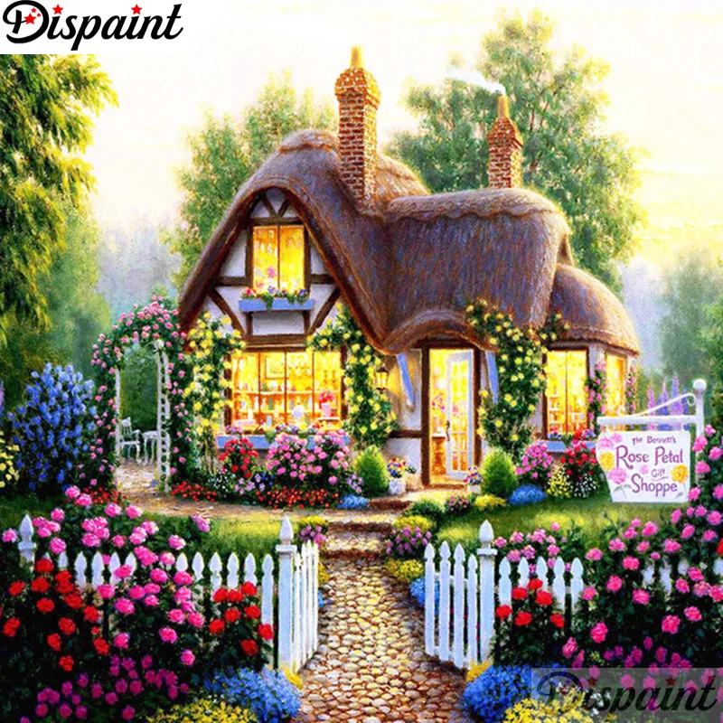 

Dispaint Full Square/Round Drill 5D DIY Diamond Painting "House flower" Embroidery Cross Stitch 3D Home Decor Gift A11655