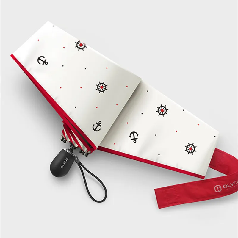 OLYCAT маленький детский зонтик с защитой от ультрафиолета, защита от солнца, мини зонтик для дождя, для женщин, якорь, руль, стильный зонтик, ветрозащитный милый зонтик