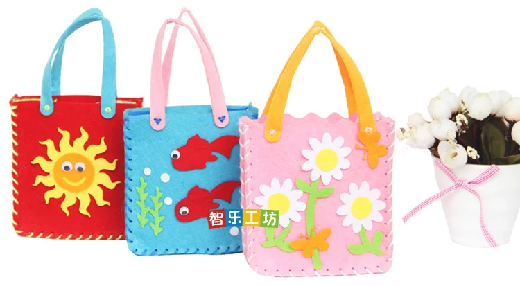 1 шт нетканый материал DIY сумка дети ремесло игрушка мини сумка Нетканая ткань красочная ручная работа сумка мультфильм животное сумка