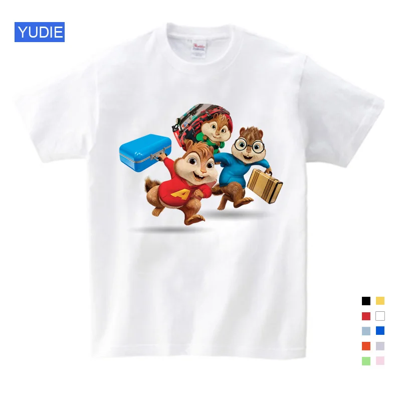 Детская летняя футболка с короткими рукавами; куртки с Элвином и мундучком; белая хлопковая одежда для мальчиков и девочек; От 3 до 9 лет - Цвет: T-shirt2