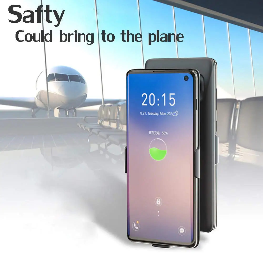 Черный тонкий Дополнительный внешний аккумулятор Extpower 7000 мАч для Samsung Galaxy S10 Plus