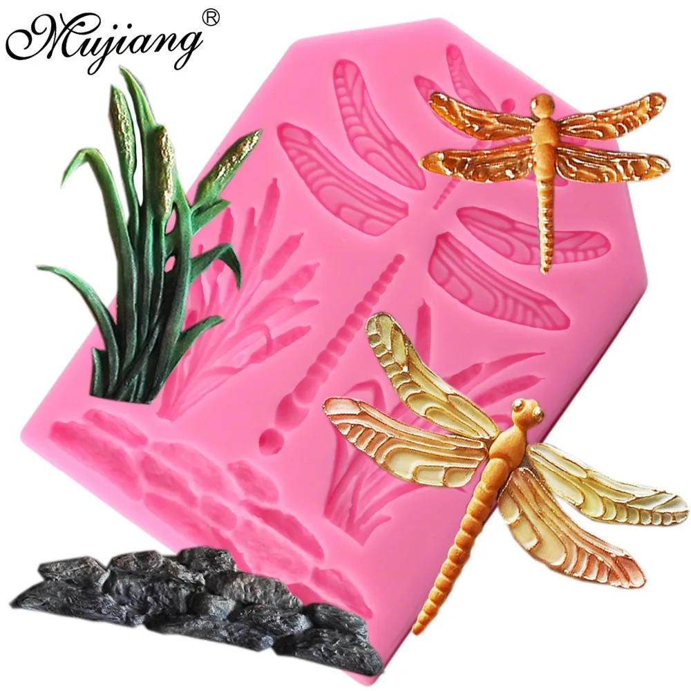 

Dragonfly Grass Cake Border Decoration Silicone Mold Cupcake Topper Fondant Cake Decorating Tools Candy Chocolate Gumpaste Molds