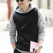 S-5XL! мужская одежда мода звезда GD стилист волос Круглый Вырез ПУ сшивание жилет без рукавов плюс размер певица костюмы