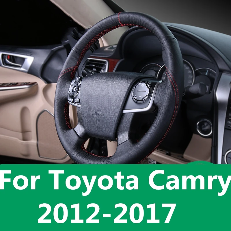 

dedicated Leather steering wheel cover Leather hand-stitched cover car Accessories For Toyota Camry 7th Sedan 2012-2017