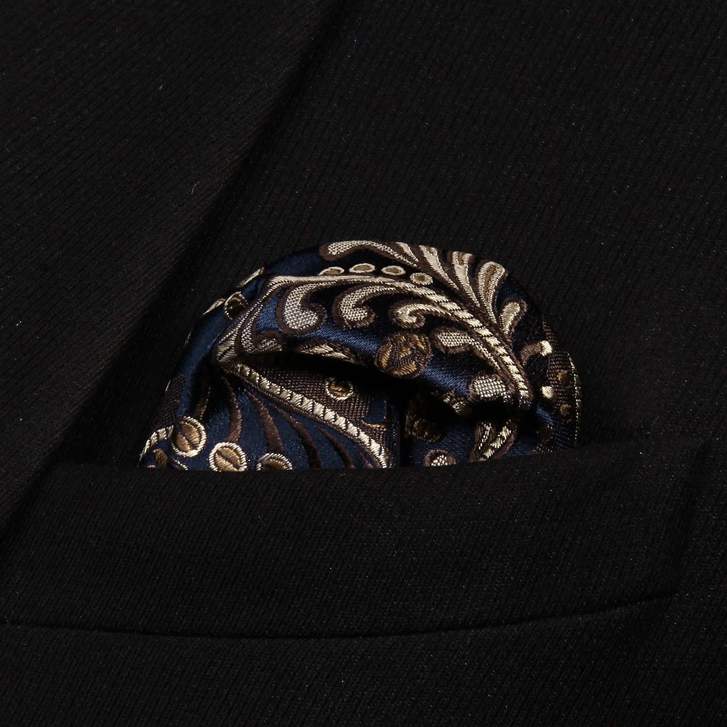  Party Wedding Classic Pocket Square Tie TZP11V8 Navy Blue Paisley 3.4