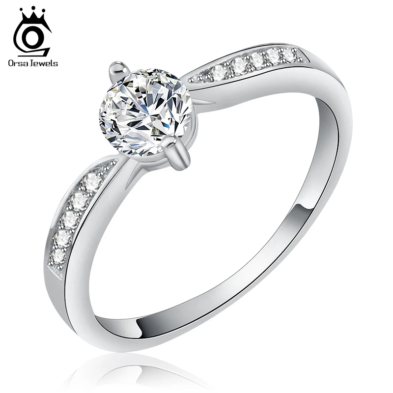 ORSA JEWELS Luxury Women Wedding Ring Lead & Nickel Free AAA CZ Shiny Rings 0.5 Carat Cubic Zircon For Female OR25
