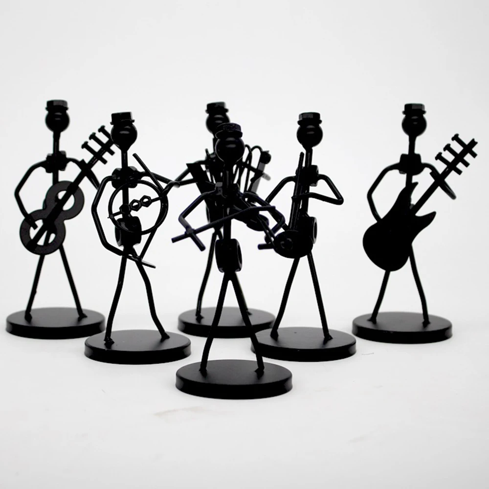 

1Pcs New Mini Iron Music Band Model Miniature Musicians Figurines Arts Craft Decorations Party Gift Favor Random Design