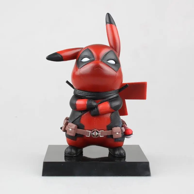 Deadpool Action Figure Pikachu Cosplay Deadpool Collectible Model Toy 150mm Pikachu Superhero Toys Grey/Red Boxed