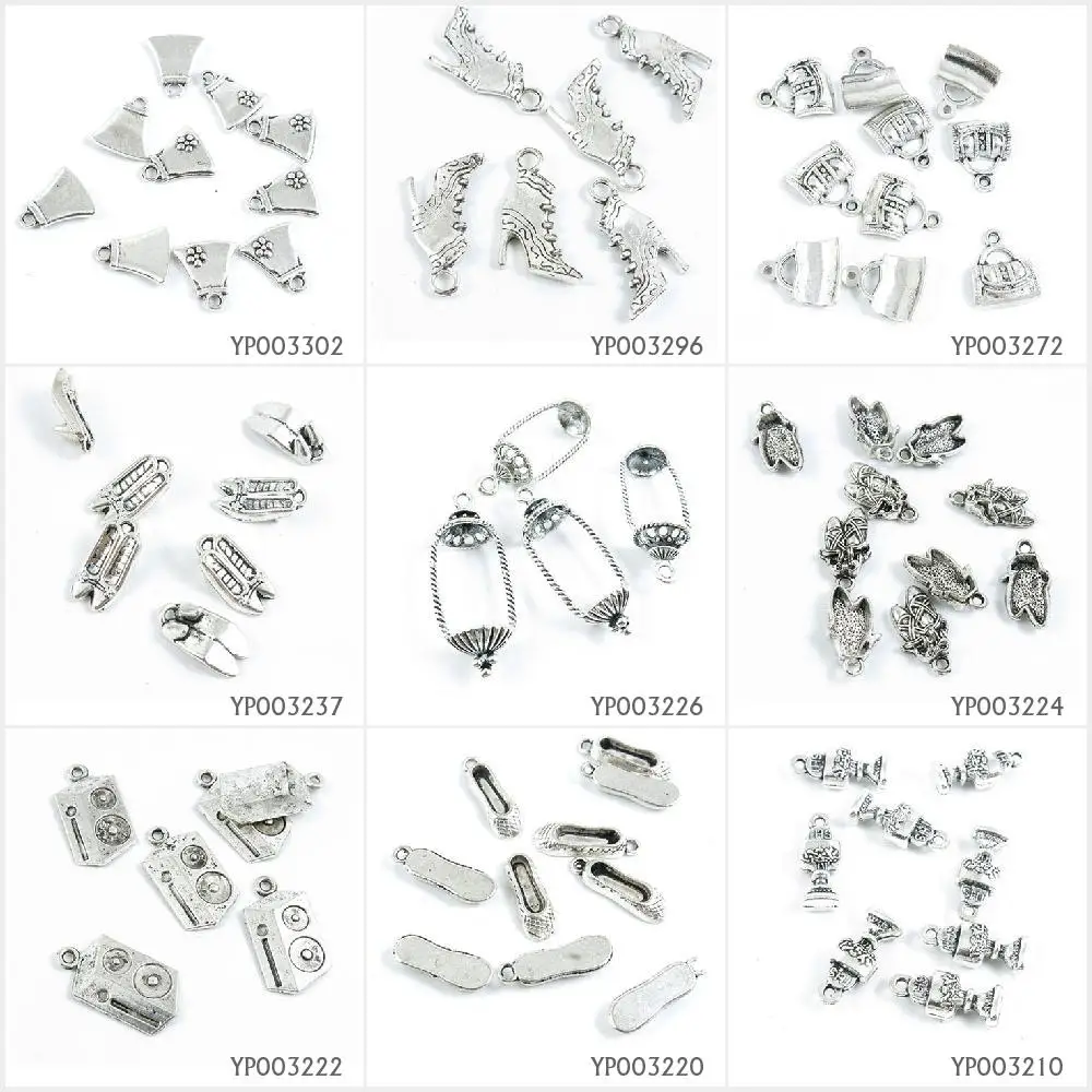 

Antique Silver Plated Jewelry Making Charms Trophy Cloth Shoes Speaker Ballet Lamp Shade High Heels Shoulder Bag Handbag Purse B