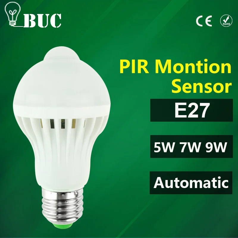 

PIR Motion Sensor Lamp 3W 5W 7W 9W 12W E27 220V LED Bulb Lights Auto Smart & Light Control Led Bulbs Home Lighting Gate Stairs