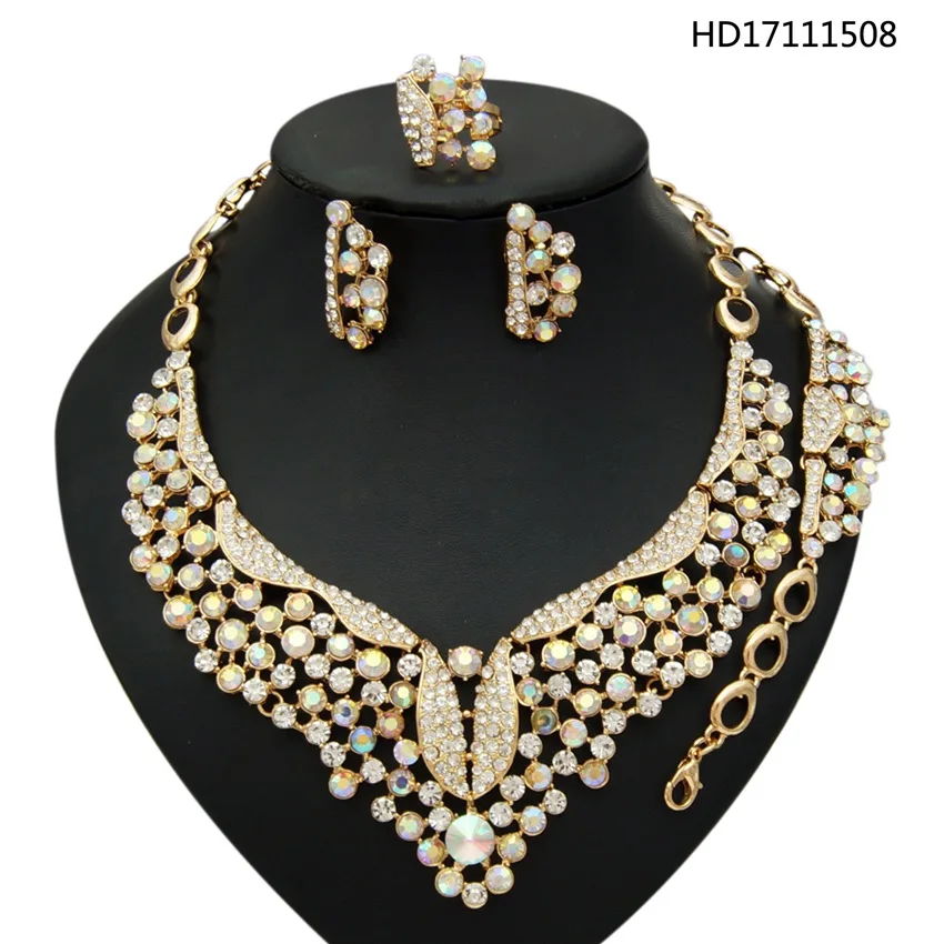 

YULAILI African Beads Jewelry Set Luxury Wedding Accessories for Brides Women Costume Jewellery Statement Choker Necklace Set