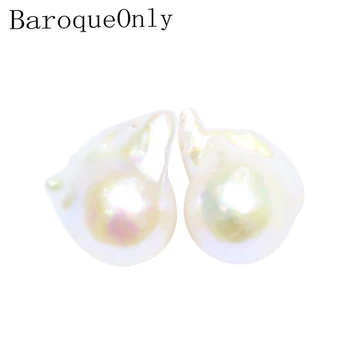 

BaroqueOnly Natural white Freshwater Baroque Pearls A PAIR Naked Beads For DIY earrings Jewelry Making BG