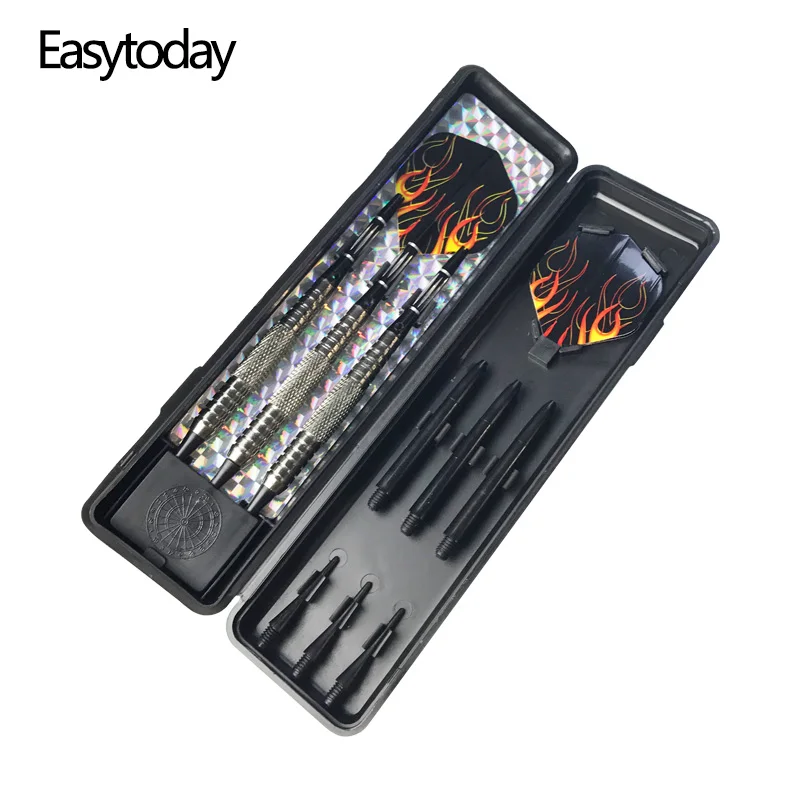 Easytoday 3Pcs/set Darts Professional Electronic Darts Soft Tip Metal Barrel Darts Shafts Aluminum Plastic Box Packed Flights