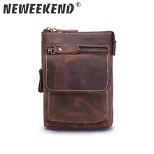 Винтажная Повседневная многофункциональная сумка из натуральной кожи, мужская сумка на пояс, сумка-Органайзер для телефона, сумка-мессенджер на плечо 1127
