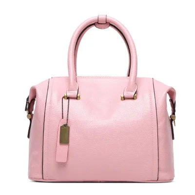Высококачественные Женские сумки из натуральной кожи, сумка через плечо, повседневные сумки-мессенджеры, одноцветные женские сумки - Цвет: Розовый