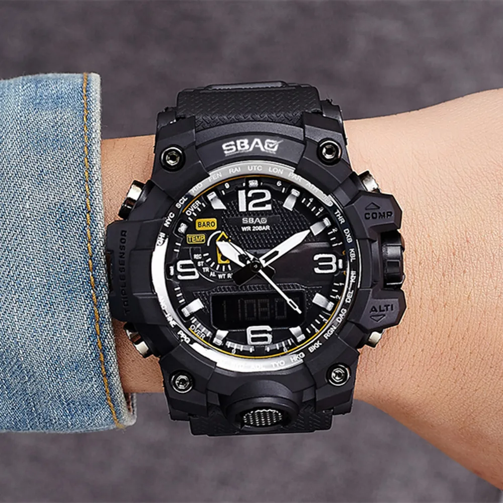 

Fashion Mens Watches LED Waterproof Outdoor Sports Watch Electronic Digital Display Male Clock Multifunction relogio masculino
