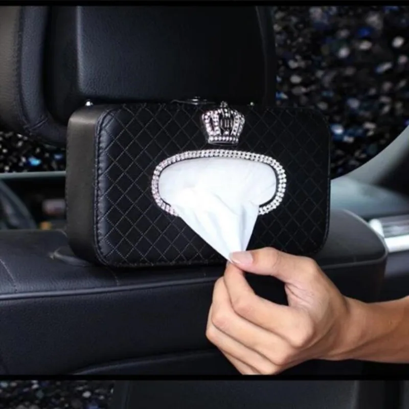 

Female high quality multifunctional car chair back hanging napkin box car tissue box paper towel set
