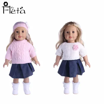

Doll Sweater Clothes Hot Set=Hat+Dress Fit 18 Inch American&43 Cm Born Baby Our Generation Christmas Birthday Girl's Gift