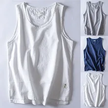 Мужская хлопчатобумажная однотонная бесшовная одежда для нижнего белья свободные плечи с круглым вырезом Удобная майка