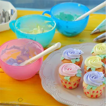 

1x Baking Decoration Plastic Color Mixing Bowl Butter Cream Bean Paste Piping Cupcake Wedding Party Cake Decorating Supplies