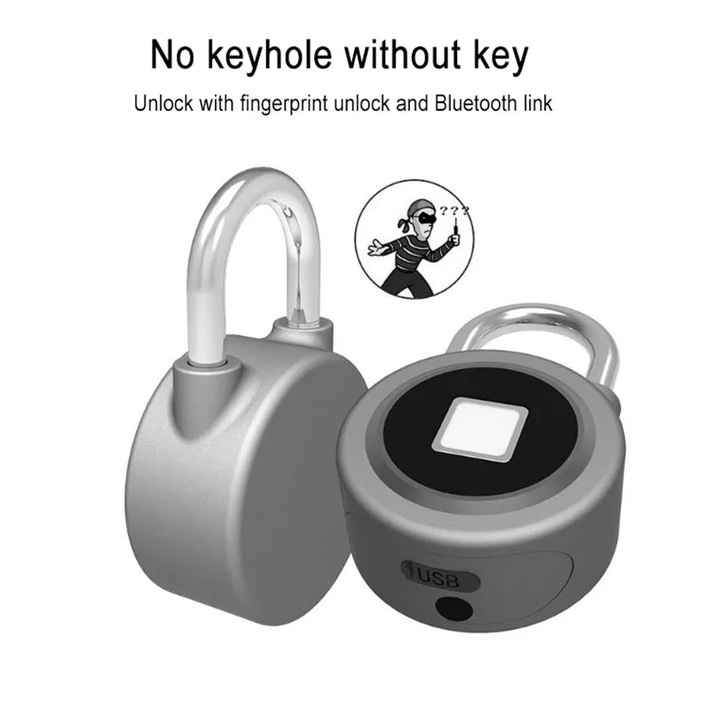 

Fingerprint Recognition Bluetooth Lock APP Control Anti Theft Padlock for Gate Luggage Bicycle PAK55