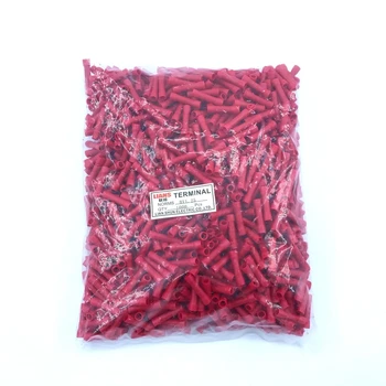 

Insulated Butt Wire Connector 1000pcs BV1.25 Electrical Crimp Terminals Block Premium Solderless Brass Red Blue Yellow AWG
