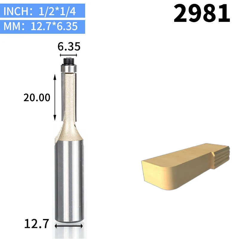 HUHAO 1 шт. 1/" 1/2" хвостовик заподлицо фрезы для обрезки древесины с подшипником деревообрабатывающий инструмент Концевая фреза - Длина режущей кромки: 2981