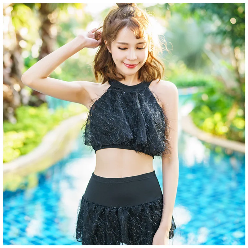 Bikini 2019 Sweet Patchwork Mesh Women Two Pieces Suit Boxer Swimming Beach Vacation Swimwear Swimsuit New Arrival S92505X |