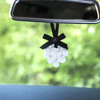 

Car Pendant Fashion Rose Clover Car Rear view Mirror Decoration Romantic Ribbon Hanging Auto Ornaments Accessories Dangle Gifts